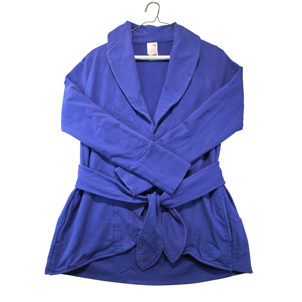 The North Face Women Purple Wrap Cardigan Tie Waist Shawl Collar Jacket Medium